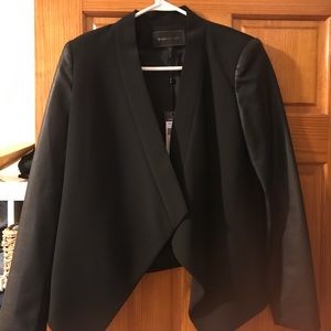 BCBG jacket leather sleeves. Never worn, tag still